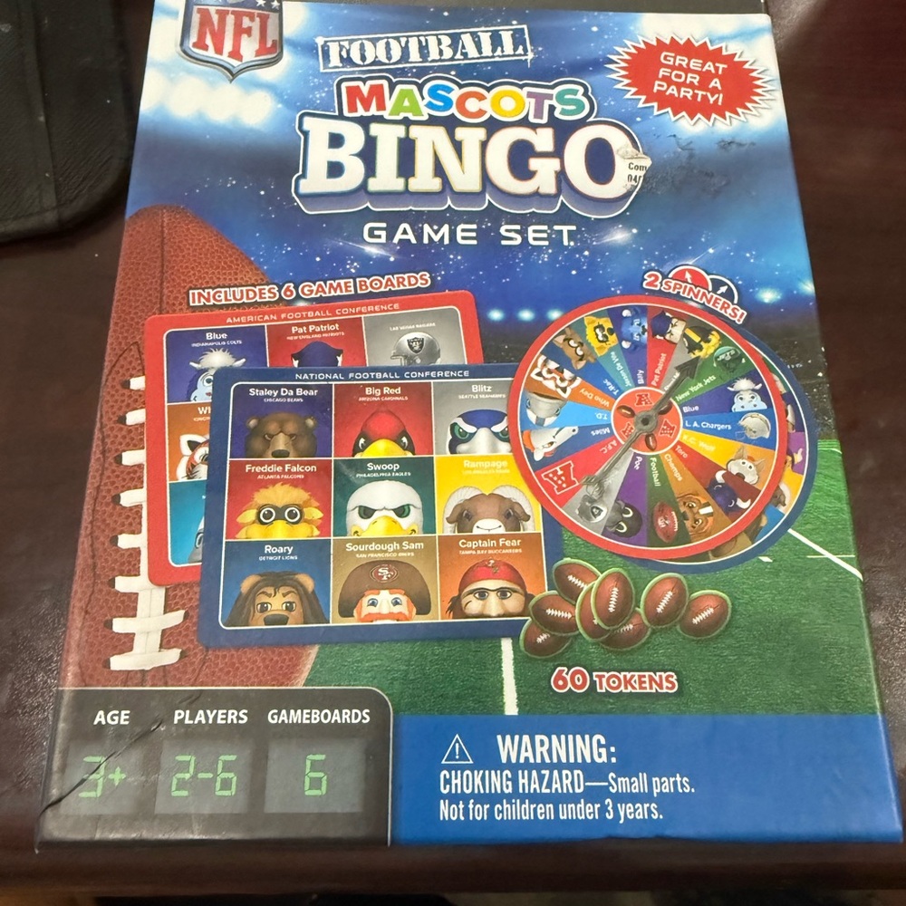 NFL Football Mascots Bingo game set